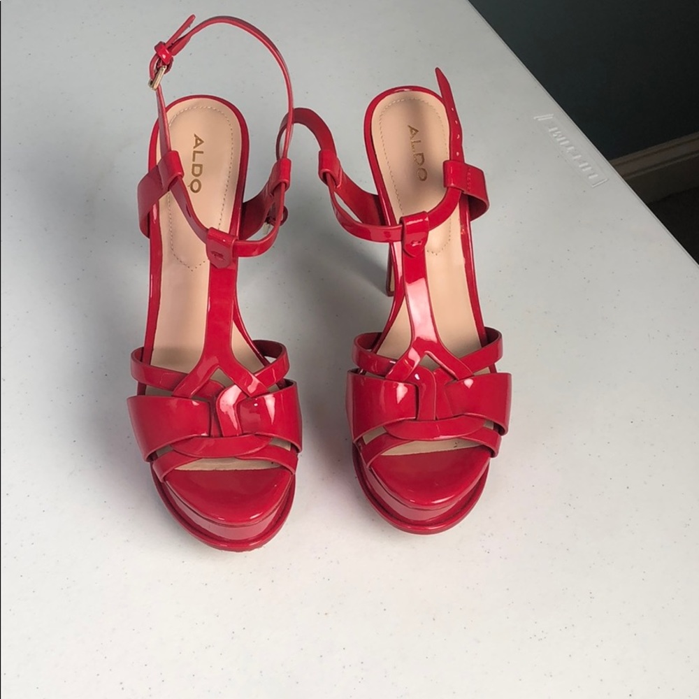 Red aldo platform heels
